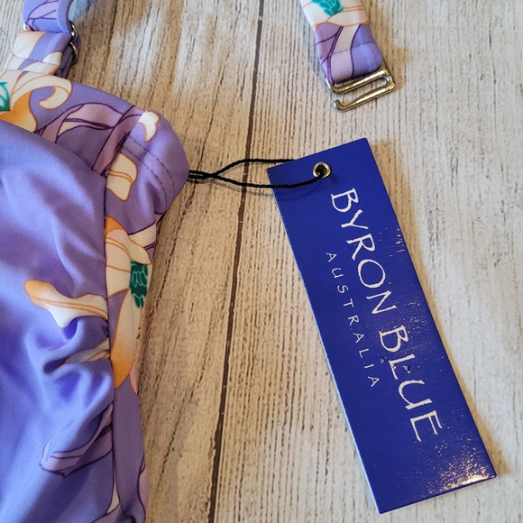 Byron Blue Australia Purple Lily One Piece Swimsuit •Size 12• New w/ Tag - Picture 3 of 9